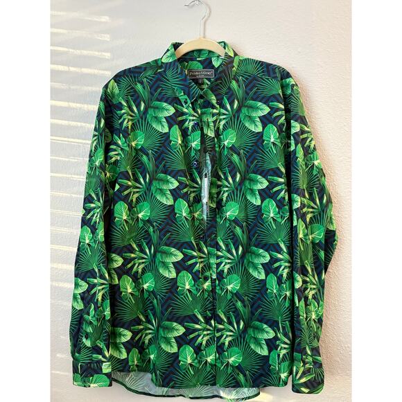 Paisley & Gray Slim Fit Shirt XL Tropical Leaf Print NWT - Picture 3 of 5
